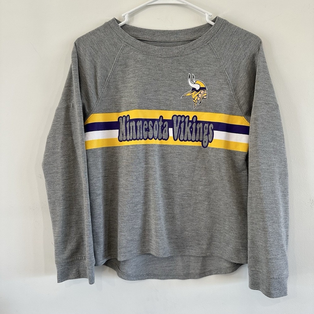 Girls Minnesota Vikings NFL‎ Gray Long Sleeve Shirt NFL Football M 10/12